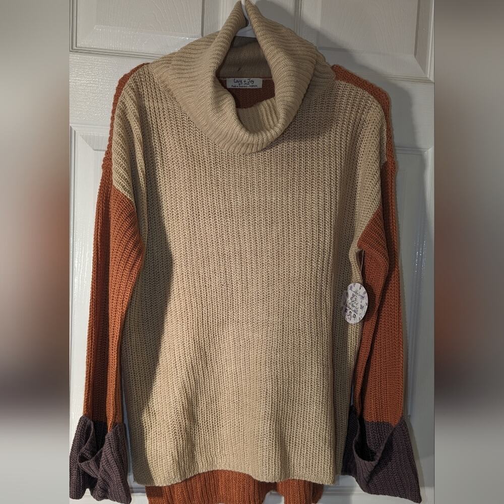 Love + Joy by FTC with love color block turtleneck sweater size med NWT